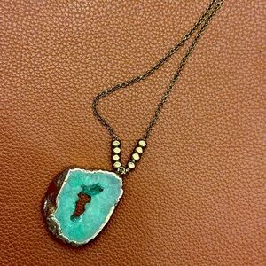 Set of two Druze geode stone necklaces